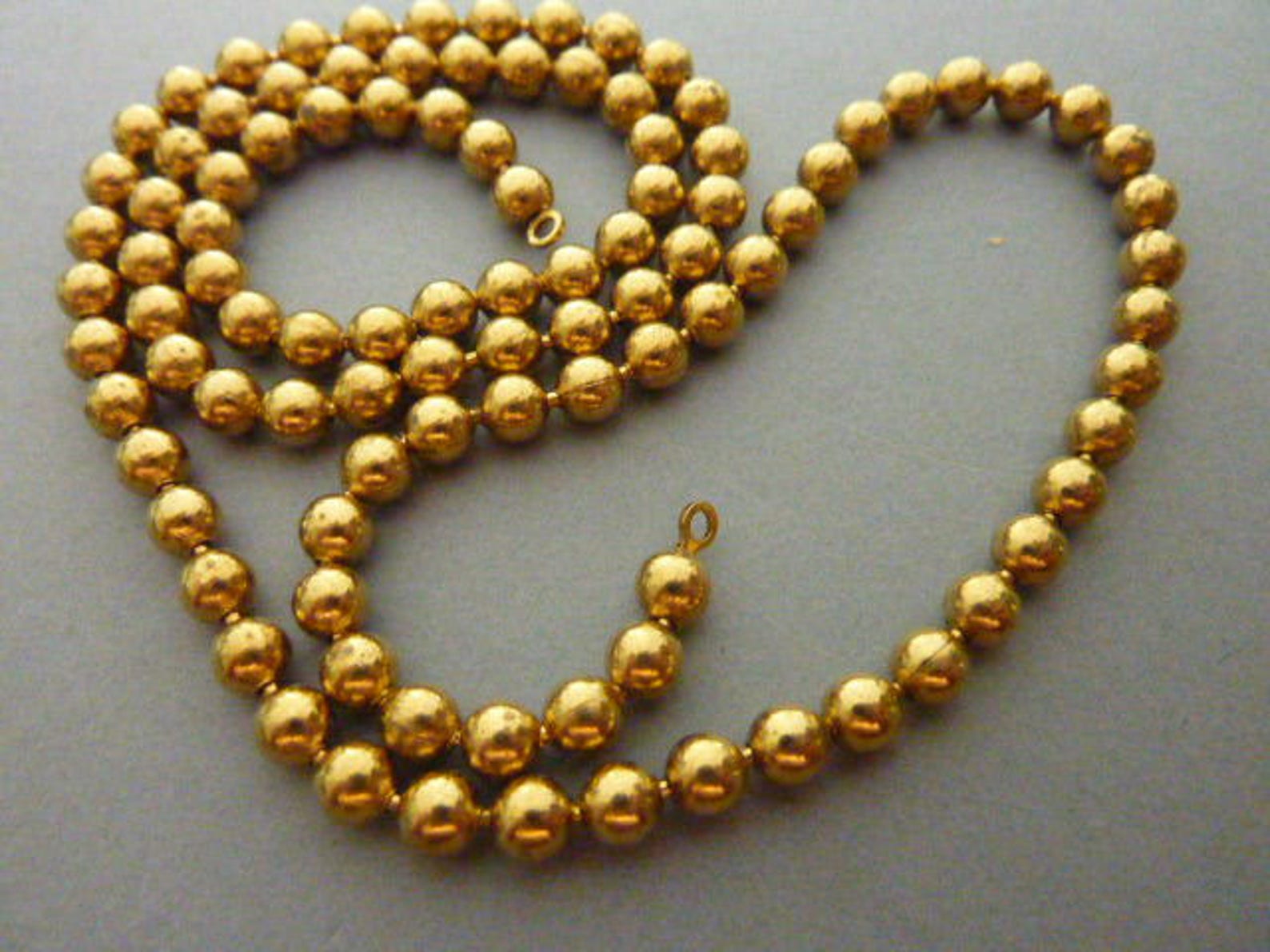 2 Vintage Brass Ball Chain Necklace 20 In Etsy