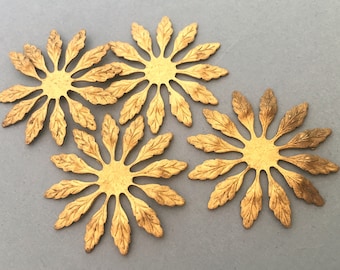 Brass Flower Stamping Base Ornate Leaf Victorian