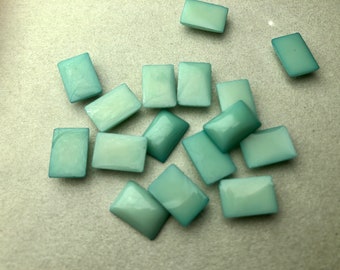 15 Lucite Aqua Opaque Rectangle Pillow Cabochon - Vintage 11 x 8 mm