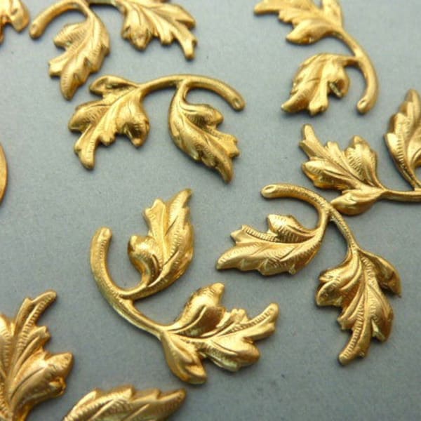 6 Brass Leaf Branch - Three Matching Pairs - Small Version