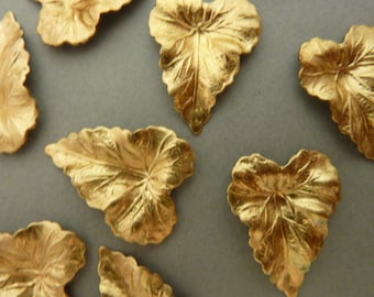 6 Brass Leaf Stampings Ornate No Hole