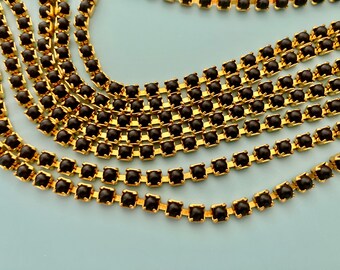 2 ft Raw Brass Black Balls Chain