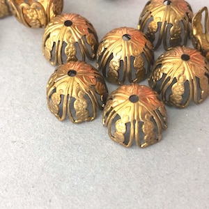 6 Bead Caps - 13 mm Larger Filigree Vintage Style