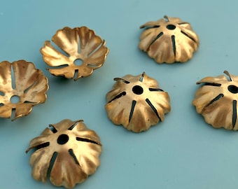 4 Brass Flower Stampings for Rivets or Layering - Five Petals