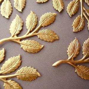 4 Brass Rose Leaf Branch Findings image 1