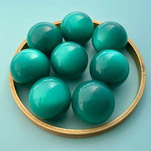 8 Vintage Moonglow Lucite Beads - Forest Green - No Hole 1950s - 19 mm (3/4”)