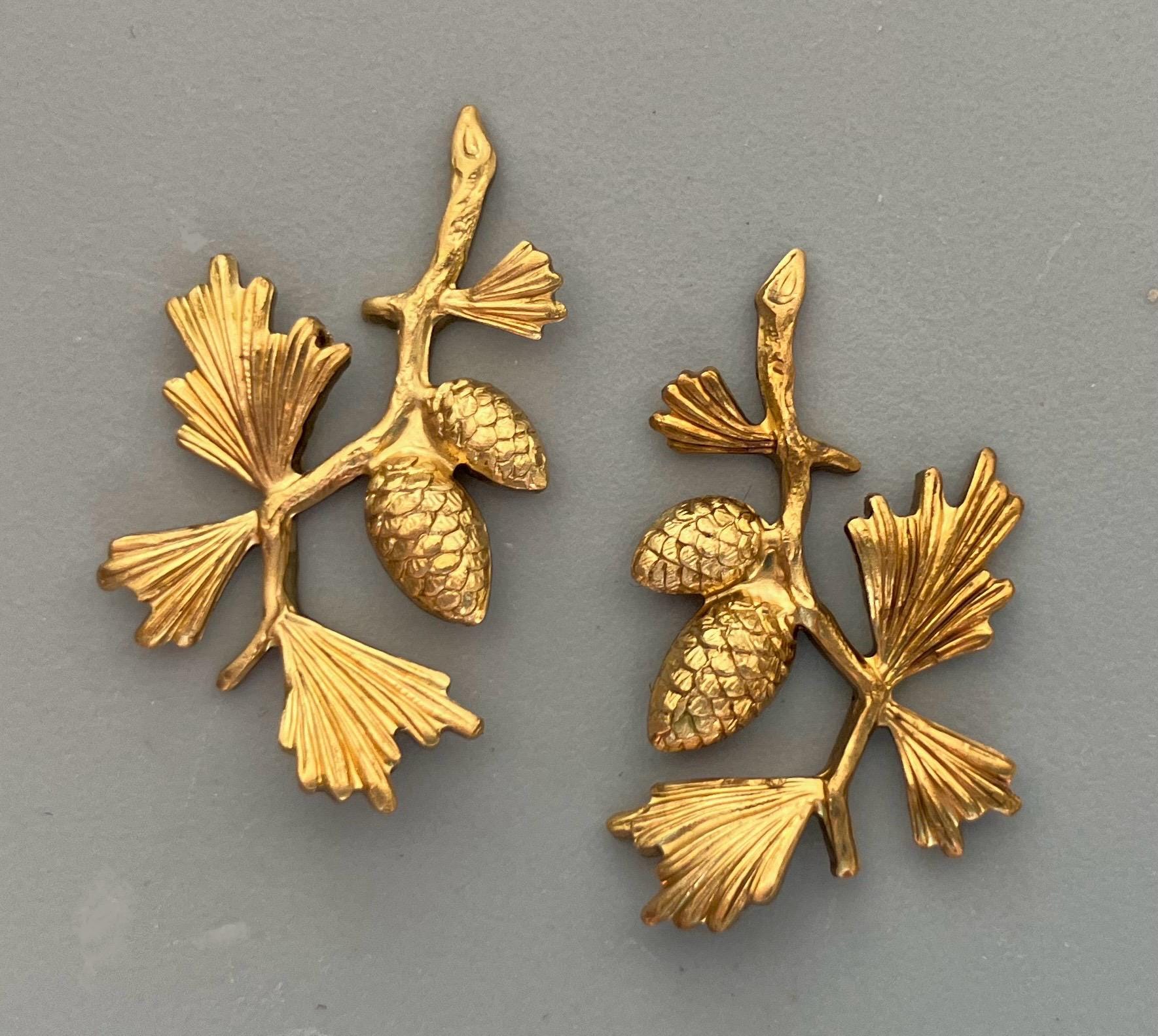Small Pine Cone Branch Matching Pair - Brass - Etsy