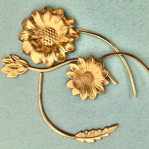 4 Brass Leaf Branch Findings Bouquet