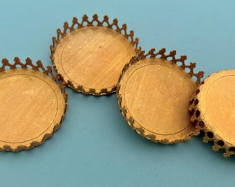 4 Round Brass 24 mm Filigree Victorian Setting