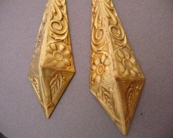 2 Brass Ornate Victorian Stamping Ornaments