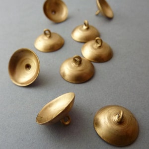 6 Brass Ends Caps or Bails - Matte Brass Steampunk