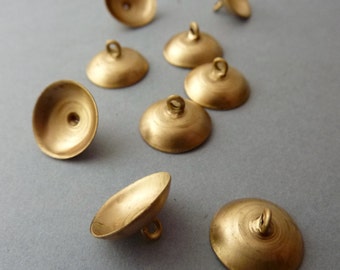 6 Brass Ends Caps or Bails - Matte Brass Steampunk