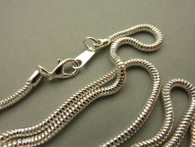 Vintage 36 in Complete Silver Snake Chain Necklace