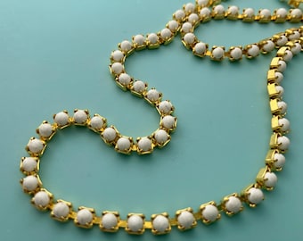 2 ft Raw Brass White Balls Chain
