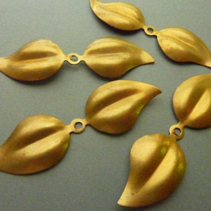 4 Brass Two Leaves - Deco Leaf 1920 Style