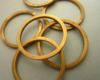 6 Raw Brass Heavy Rings Loops - Largest
