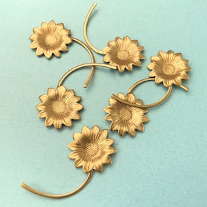 3 Brass Flower on Stalk Small