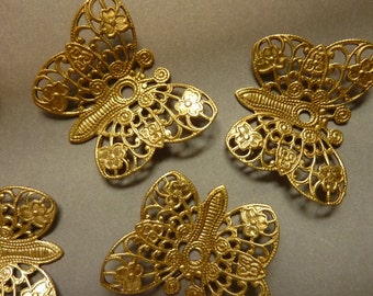 2 Filigree Brass Butterfly Stamping - Insect