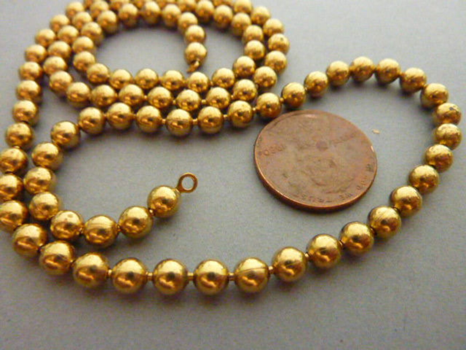 2 Vintage Brass Ball Chain Necklace 20 In Etsy