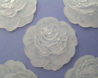 3 Lucite Translucent White Roses