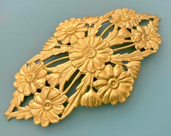 Large Ornate Brass Flower 82 mm
