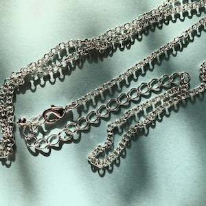 Silver Rolo Cable Chain Necklace - Silver Plated - Vintage 25+ in