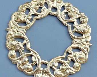 2 Filigree Brass Bases 35mm Open Center