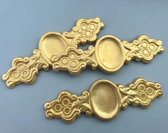 3 Ornate Brass Frame Setting Ring Blanks