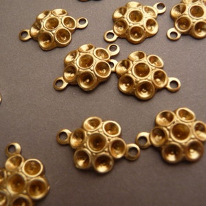 12 conectores de dijes con engastes de flores de diamantes de imitación - Latón crudo