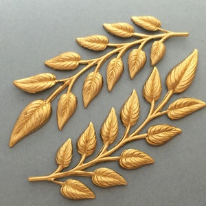 2 Brass Leaf Branch Long Detailed