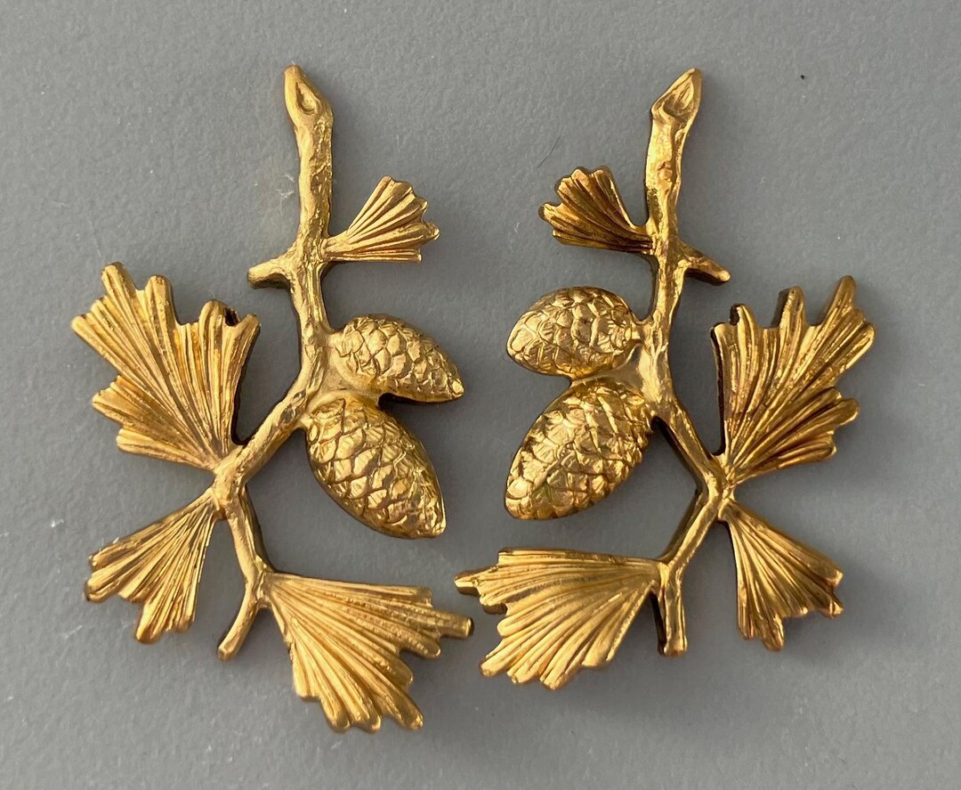 Small Pine Cone Branch Matching Pair - Brass - Etsy
