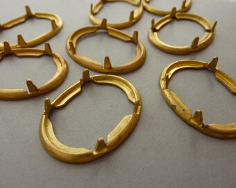 4 Oval Settings - Vintage Brass - 25 x 18 mm