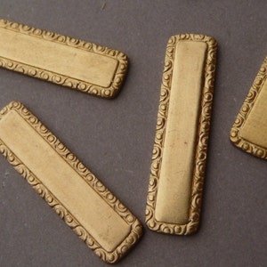 2 Brass Logo Tags - Ornate - Label or Frame - ID Bracelet