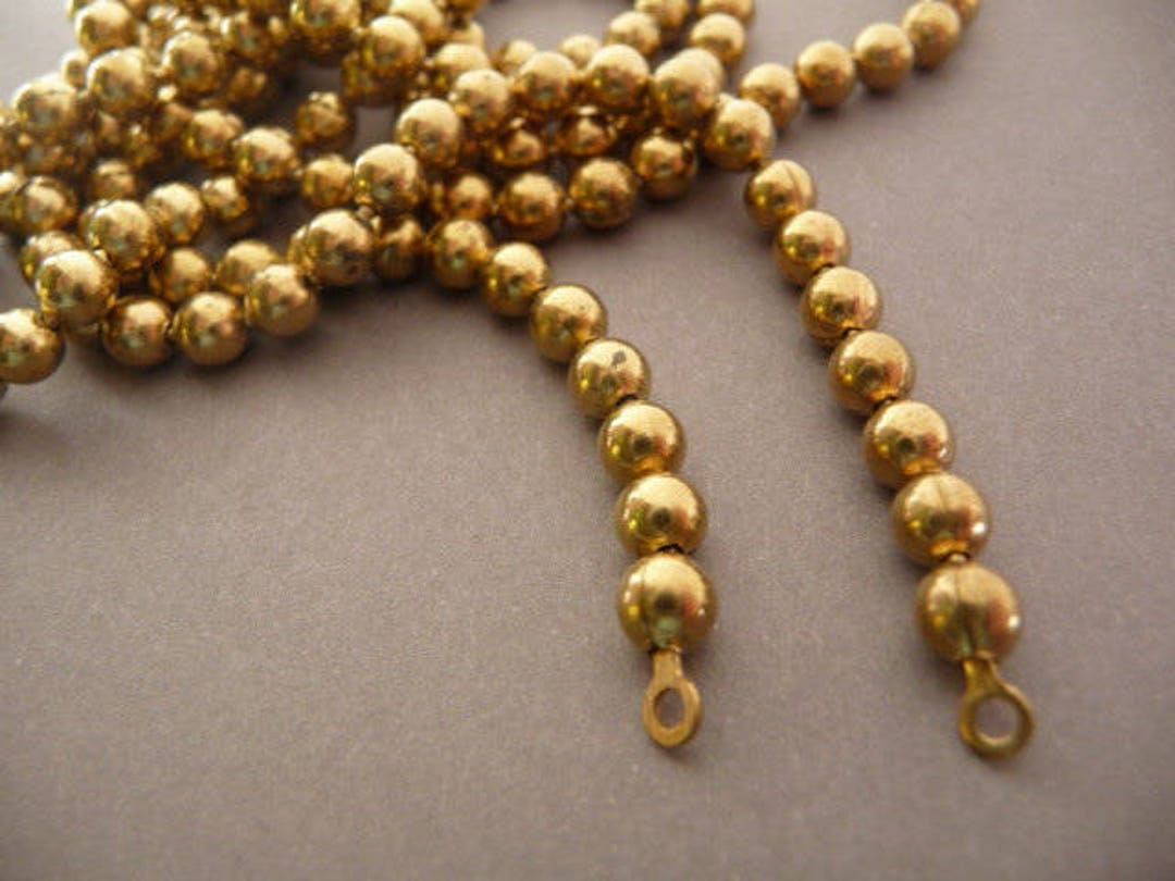 2 Vintage Brass Ball Chain Necklace 18 In Etsy