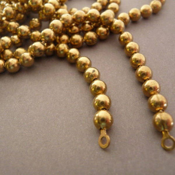 2 Vintage Brass Ball Chain Necklace 18 in