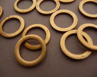 12 Raw Brass Rings Loops - Large Heavy