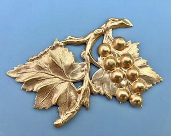 Large Brass Grapevine Grapes Leaf Branch (10 cm)