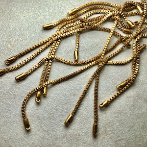 12 Box Chain Necklace Pieces - Vintage Raw Brass 3 in - Finished Ends