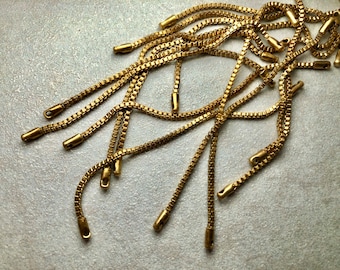 12 Box Chain Necklace Pieces - Vintage Raw Brass 3 in - Finished Ends