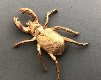 Brass Bug 3-D Stag Beetle Scarab Die Struck Insect