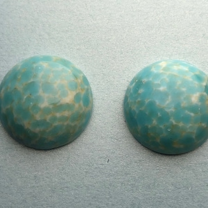 2 Mottled Turquoise Vintage Glass Round Cabochons - 20 mm