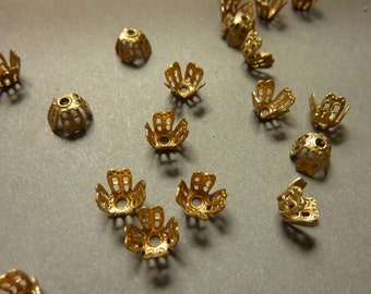 24 Filigree Brass Bead Caps - Small