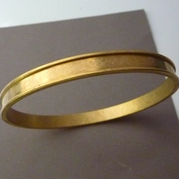 Brass Bangle with Ridge Setting for Resin or Clay