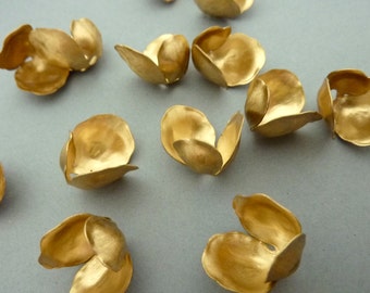 6 Flower Bead Caps or Settings in Brass