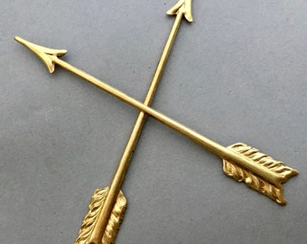 2 Huge Brass Arrow Stampings