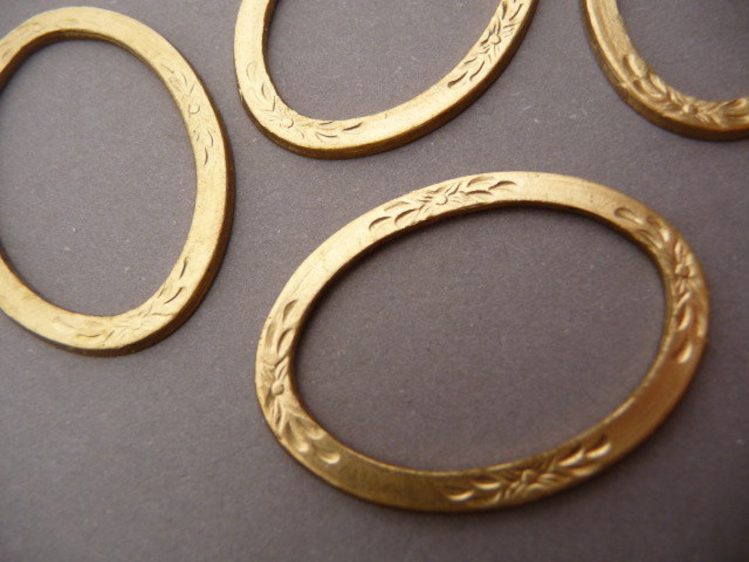 2 Oval Brass Ornate Flower Loops Frames Settings Die Struck Etsy