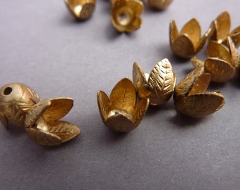12 Brass Caps - Brass Leaf Ornate