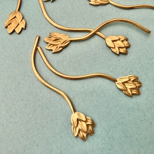 6 Brass Leaf Bud Findings