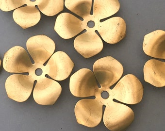 2 Brass Flower Stampings Base