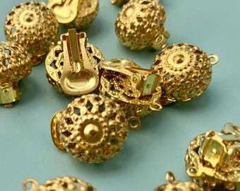 6 accesorios de filigrana para pendientes con clip y aro - Latón crudo